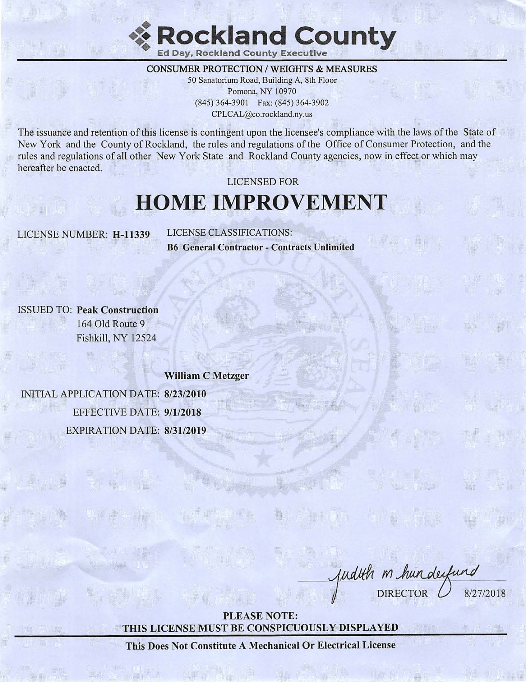 Peak Construction Contracting, EPA Lead Safe Certified Firm